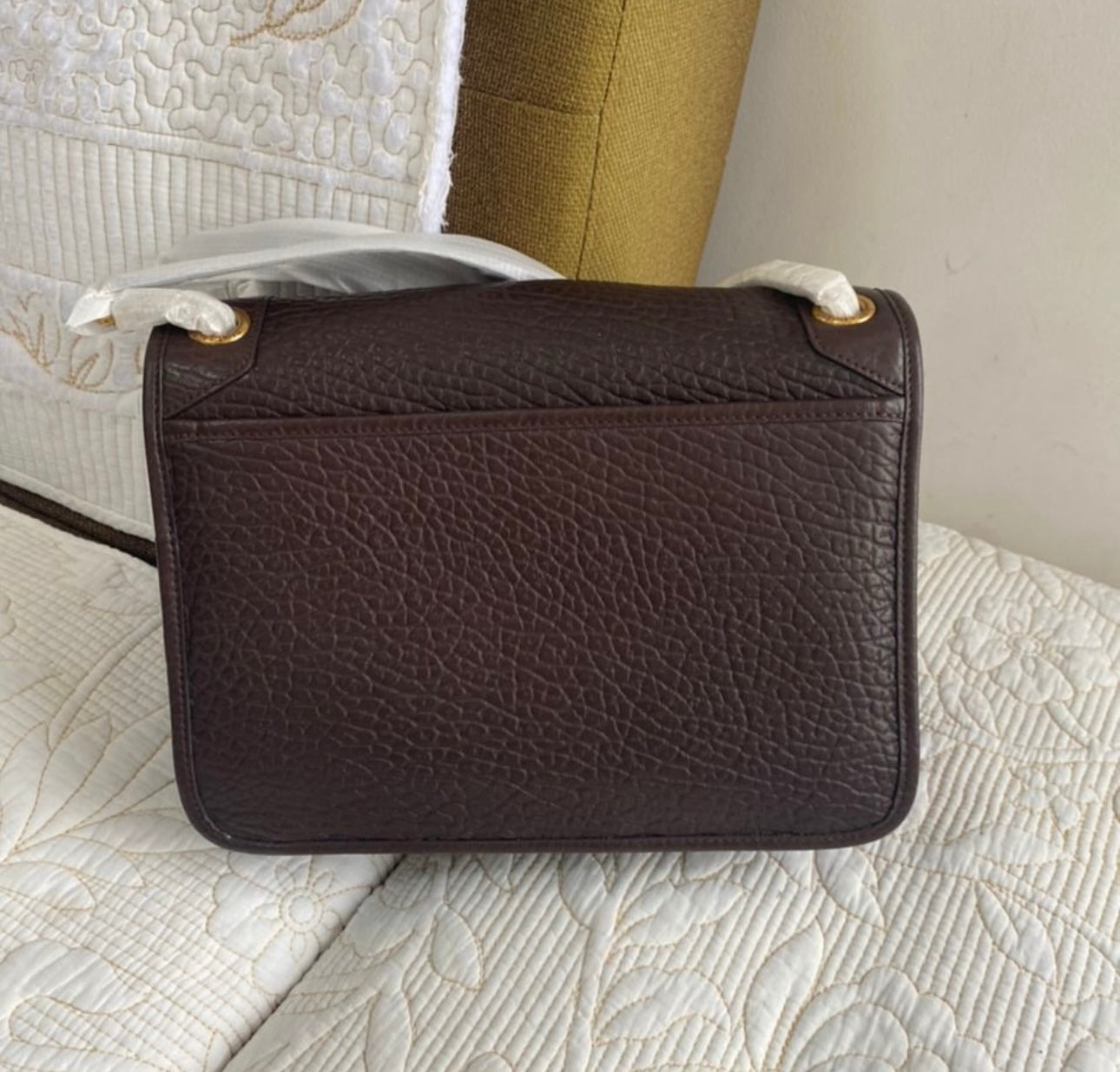 Niki Medium Flap Shoulder Bag in Grained Leather | Brown