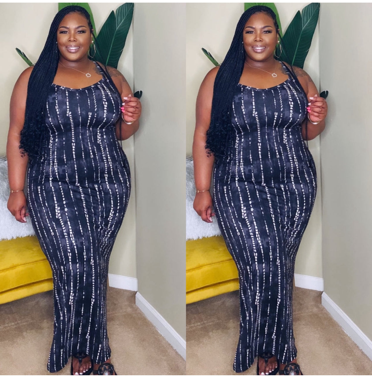 Printed Cami Bodycon Maxi Dress (1X-3X) 3 COLORS