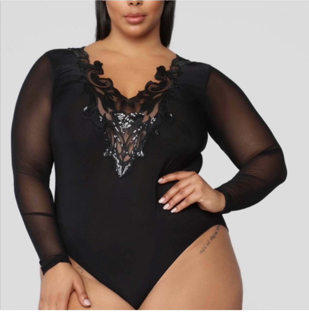 Amour Black Mesh Bodysuit