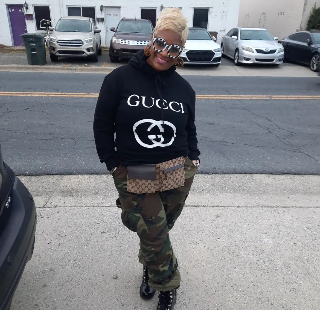 Sudadera con capucha negra con GG