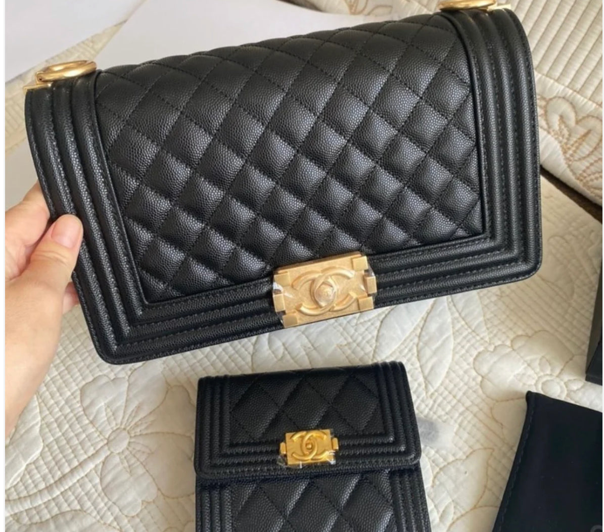 Coco Boy Flap Quilted Cavier Gold-tone