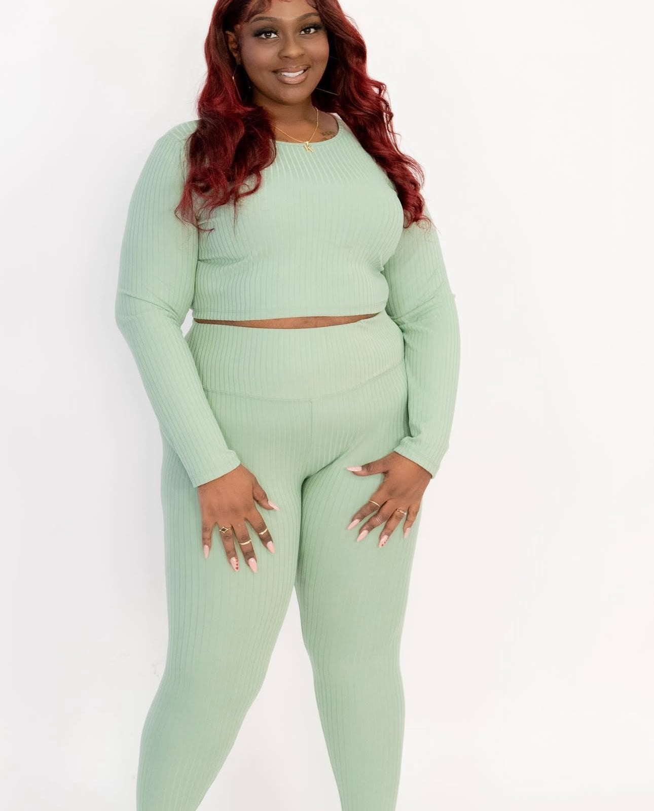 Plus | Rich Ribbed Top & Leggings Set (10 Colors) 1X 2X 3X