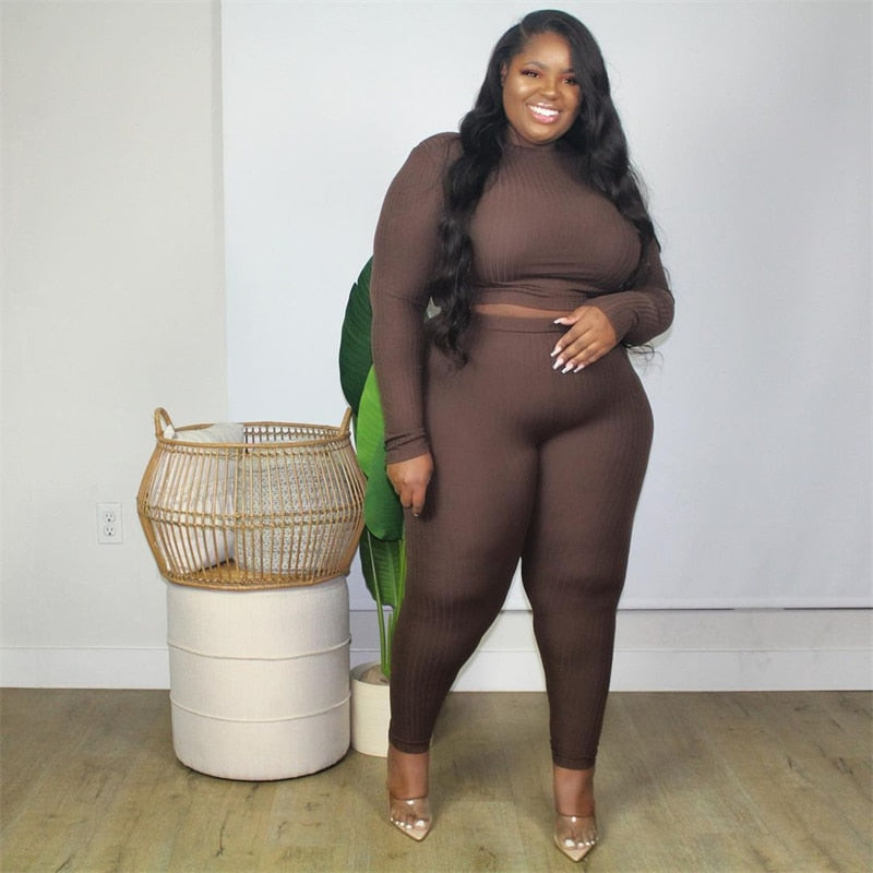 Plus | Rich Ribbed Top & Leggings Set (10 Colors) 1X 2X 3X