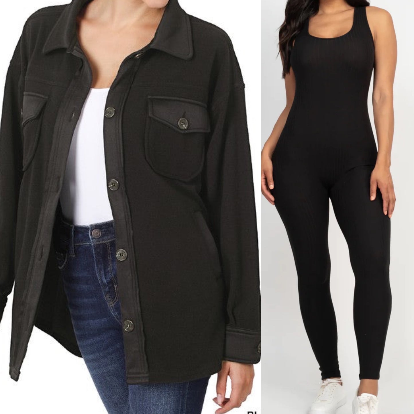 Conjunto de 2 piezas de chaqueta polar negra
