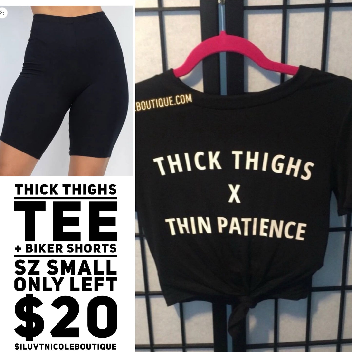 Thick Thighs Tee x Biker Shorts Set| Sz Small
