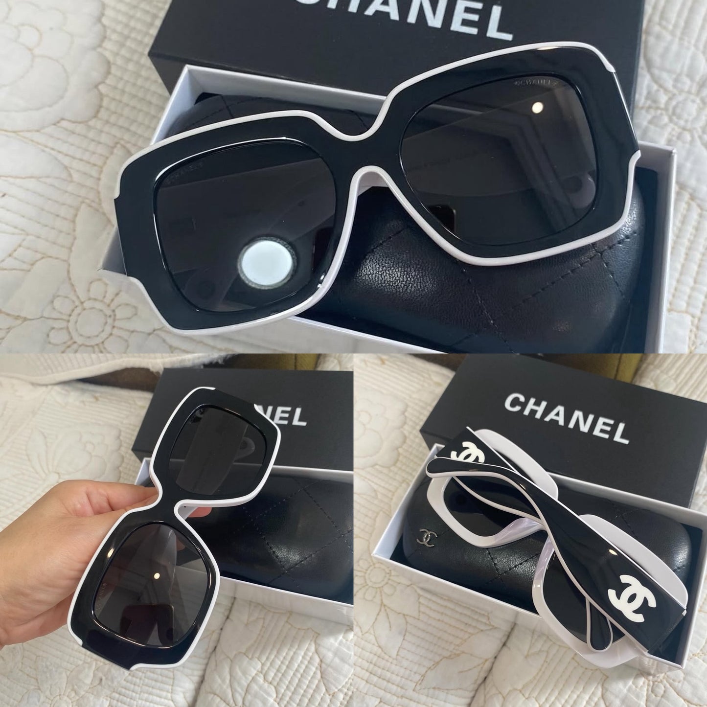 Coco Black & White Acetate Square Sunglasses