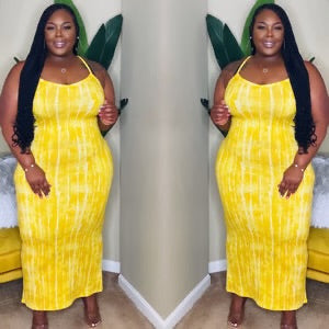 IN STOCK YELLOW SPLATTER MAXI DRESS SZ 2X | READY TO SHIP