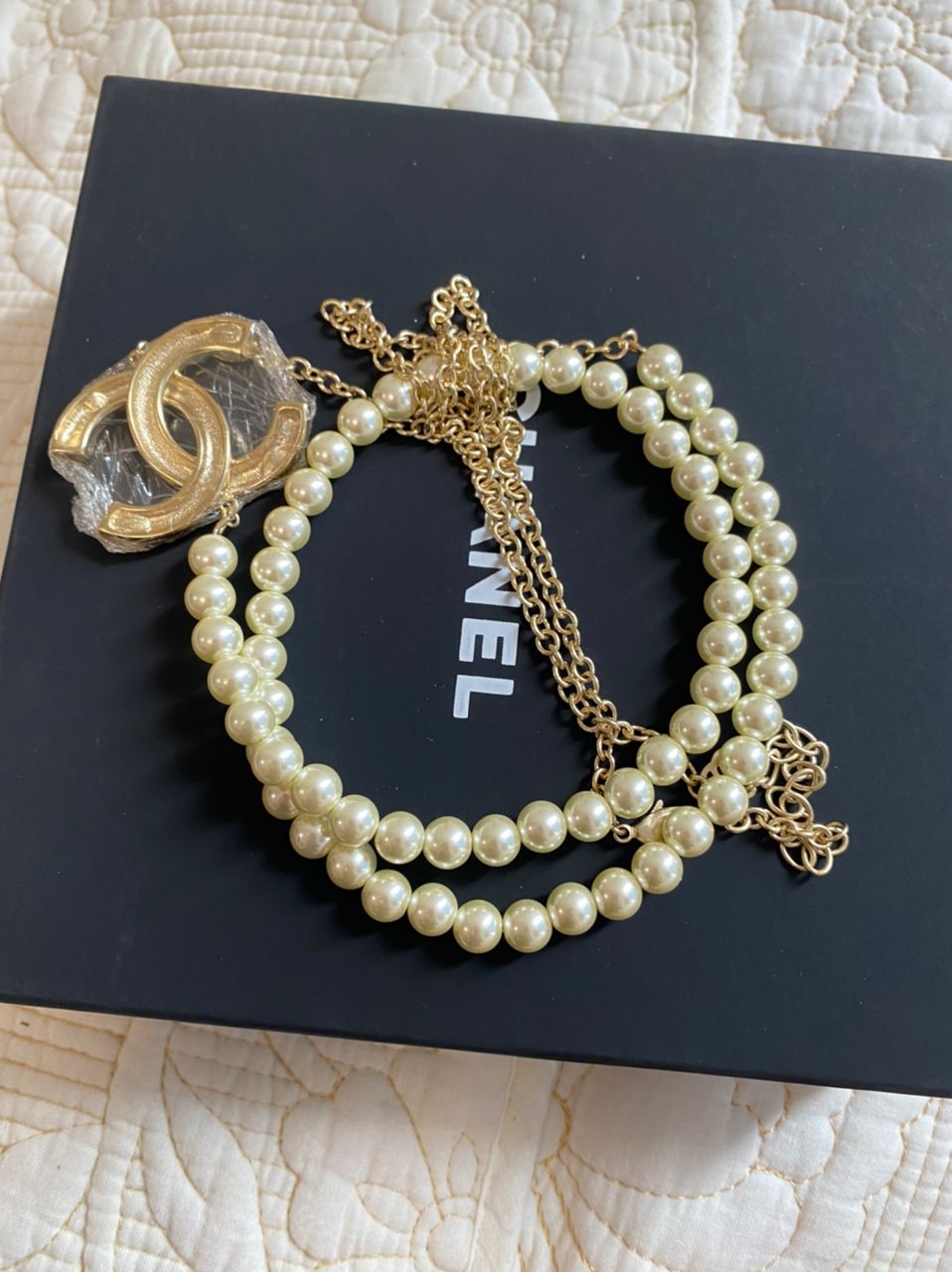 1/2 CC Pearl Logo Necklace