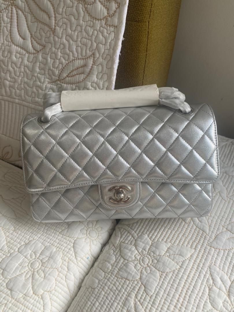 Sac à rabat argenté Cavier