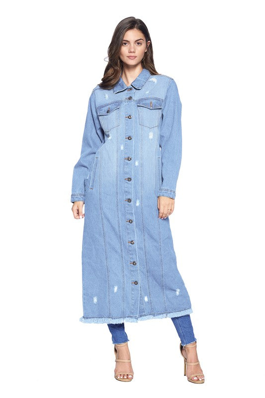 CHAQUETAS LARGAS DE DENIM DESGASTADAS LAVADA