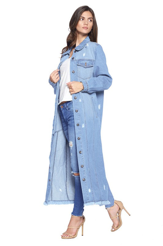 CHAQUETAS LARGAS DE DENIM DESGASTADAS LAVADA