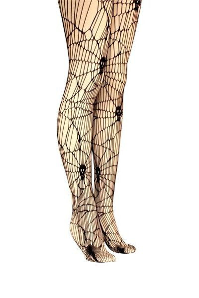 Bas collants serrés en résille à thème crâne noir