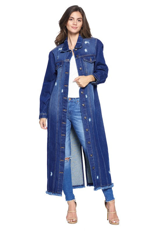 CHAQUETAS LARGAS DE DENIM DESGASTADAS LAVADA