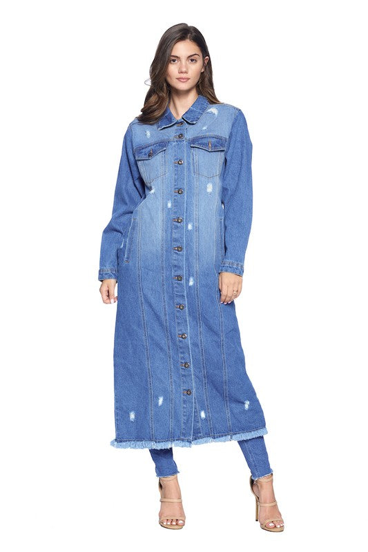 VESTES LONGUES EN JEAN DÉTRESSÉ LAVÉ