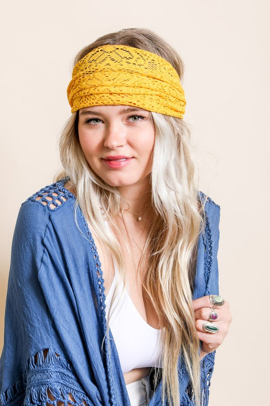 Bohemian Lace Stretch Headwrap (More Colors)