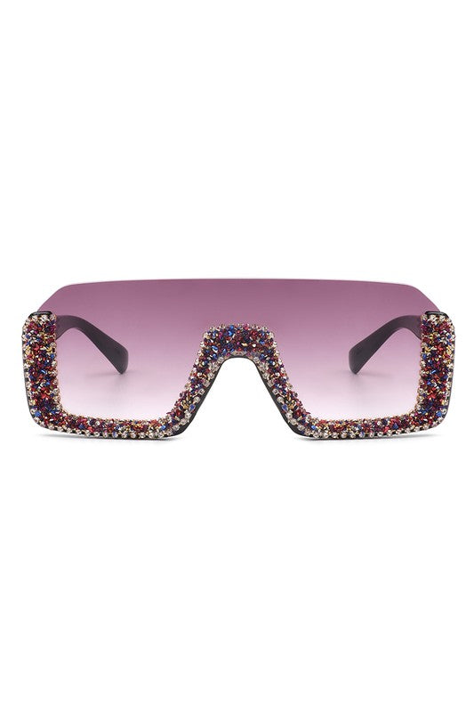 Lunettes de soleil tendance surdimensionnées à demi-monture carrée