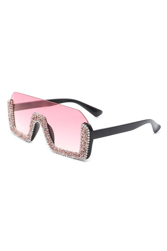 Lunettes de soleil tendance surdimensionnées à demi-monture carrée