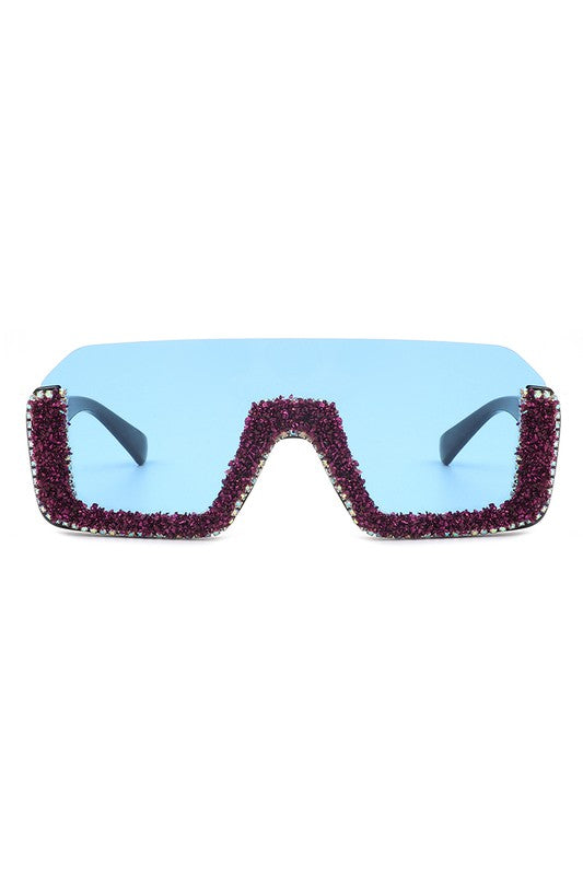 Lunettes de soleil tendance surdimensionnées à demi-monture carrée
