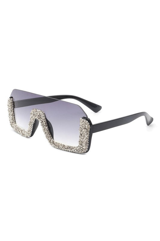 Lunettes de soleil tendance surdimensionnées à demi-monture carrée