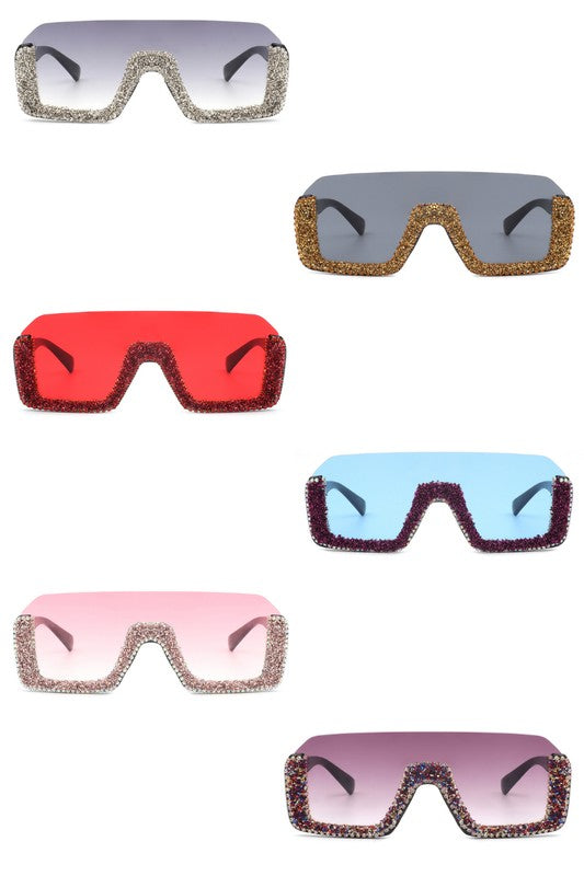 Lunettes de soleil tendance surdimensionnées à demi-monture carrée