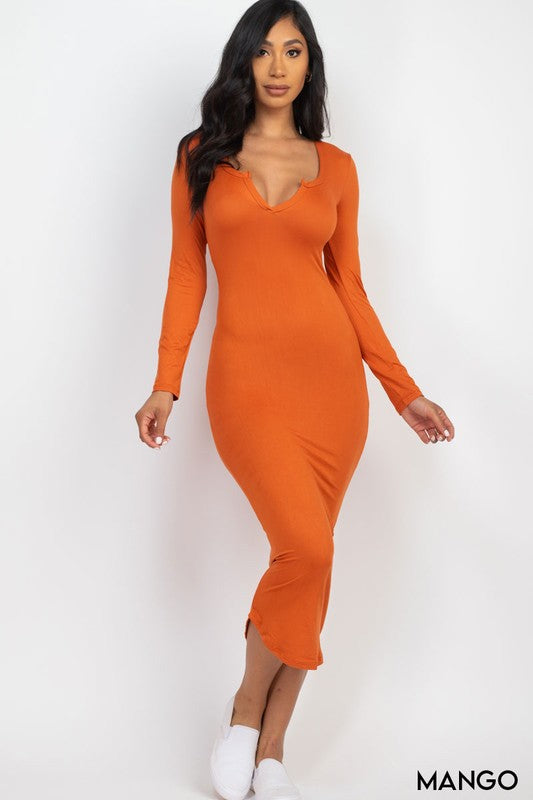 Vestido esencial con cuello dividido (9 colores)