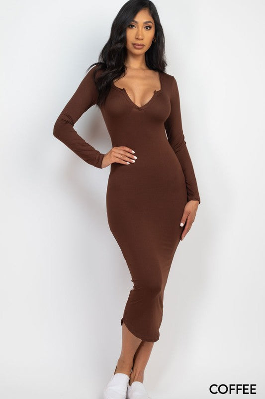 Vestido esencial con cuello dividido (9 colores)