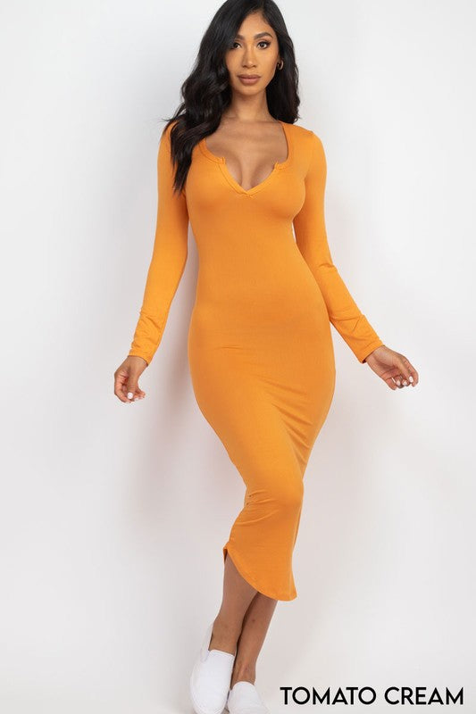 Vestido esencial con cuello dividido (9 colores)