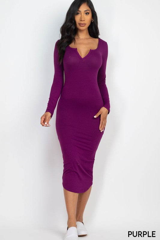 Vestido esencial con cuello dividido (9 colores)