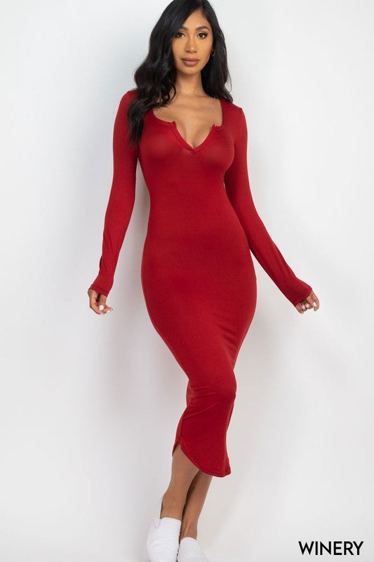 Vestido esencial con cuello dividido (9 colores)