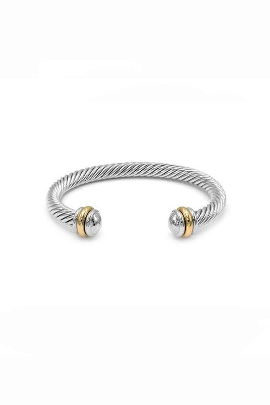 CÂBLE TORSADÉ FIL OUVERT BRACELET DEUX TONS MANCHETTE