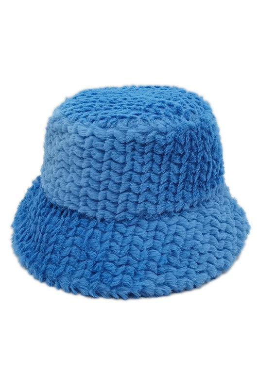 Sombrero de cubo de piel borrosa de moda de color sólido de invierno