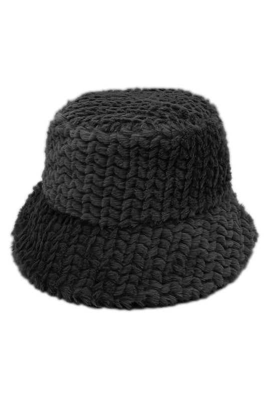 Sombrero de cubo de piel borrosa de moda de color sólido de invierno