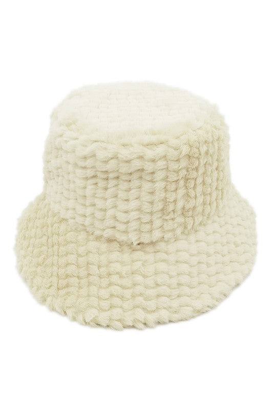 Sombrero de cubo de piel borrosa de moda de color sólido de invierno