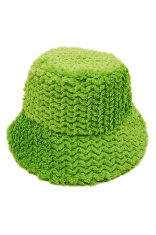 Sombrero de cubo de piel borrosa de moda de color sólido de invierno