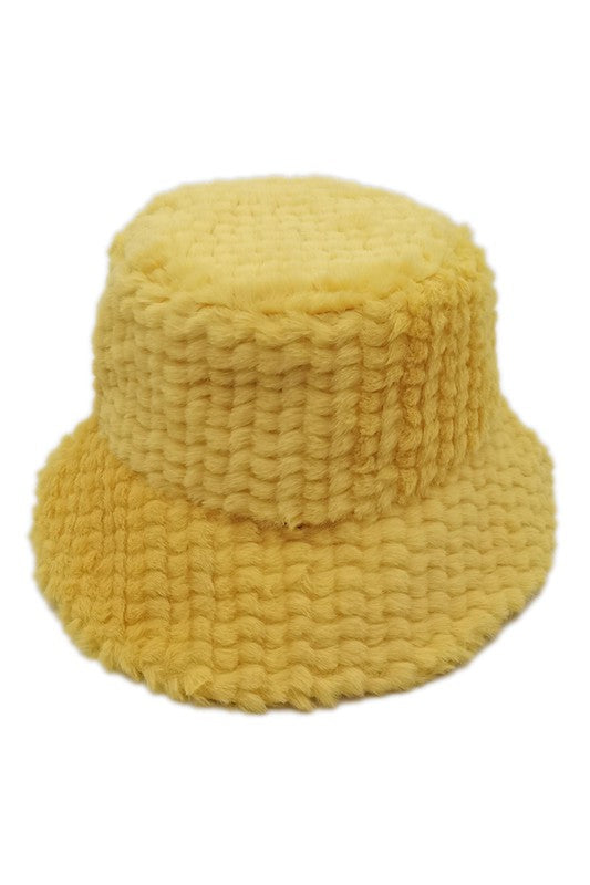 Sombrero de cubo de piel borrosa de moda de color sólido de invierno