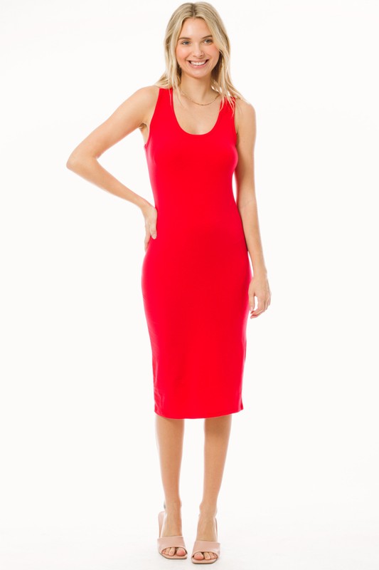Vestido midi sin mangas con espalda cruzada (10 colores)