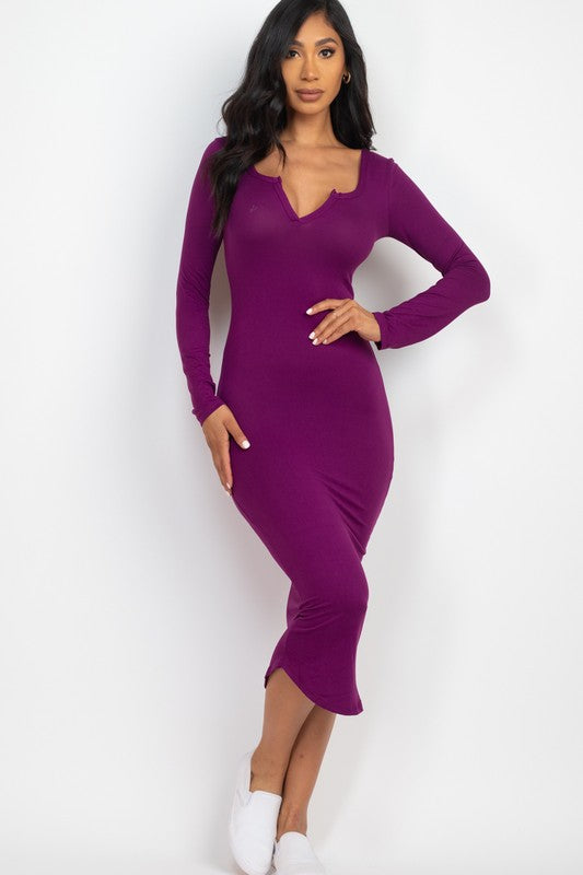 Vestido esencial con cuello dividido (9 colores)