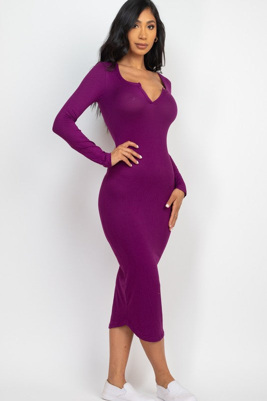 Vestido esencial con cuello dividido (9 colores)