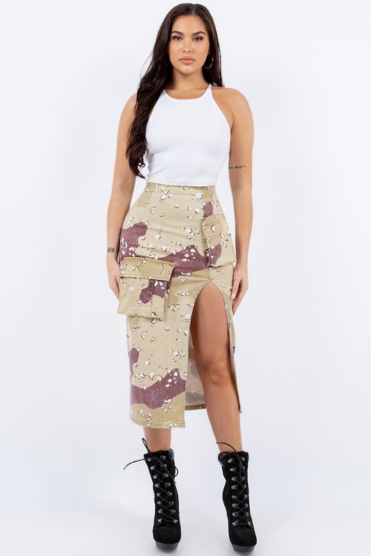 Jupe cargo camouflage désert