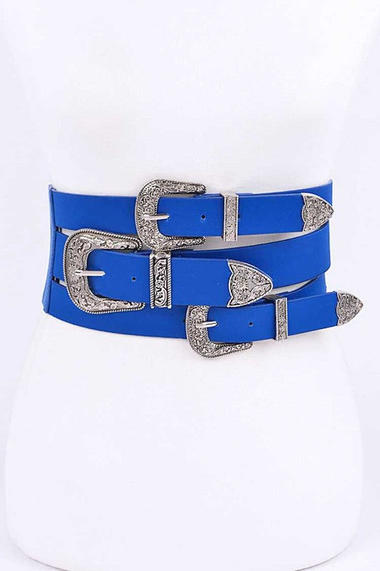 Cinturón Ancho Elástico Triple Hebilla (5 Colores)