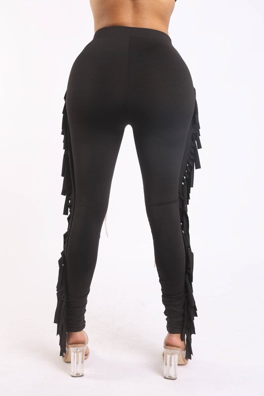 Pantalon à franges à lacets (plus de couleurs)