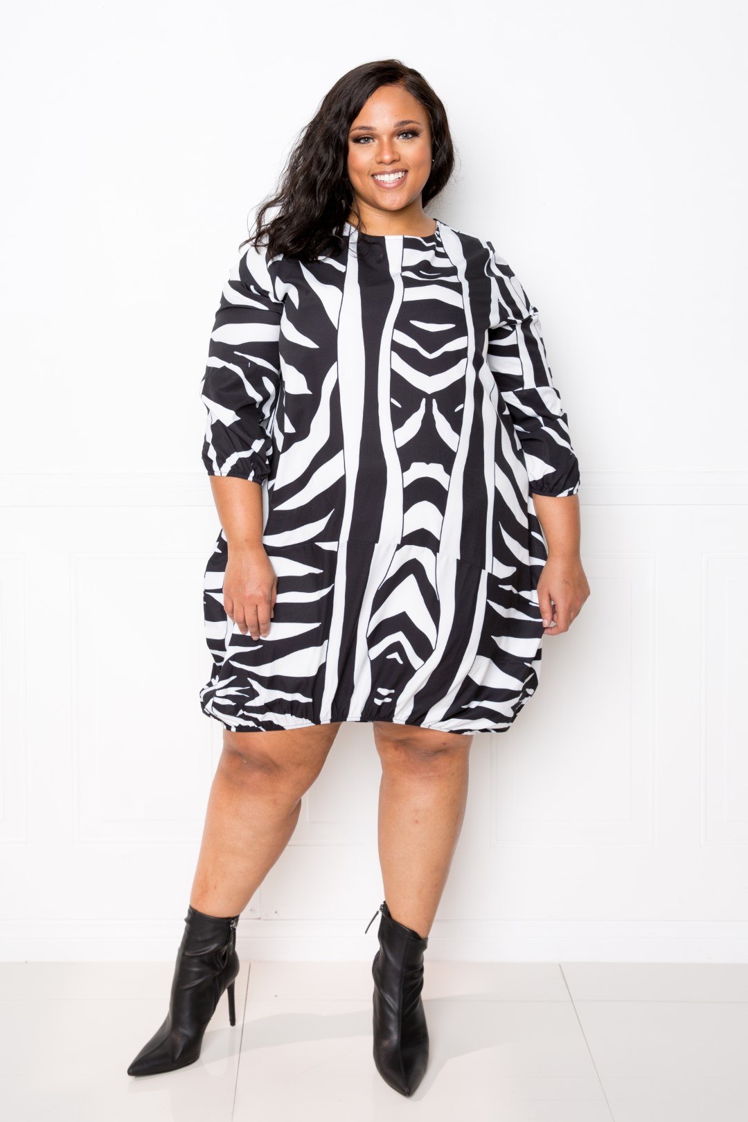 Vestido con burbujas de cebra