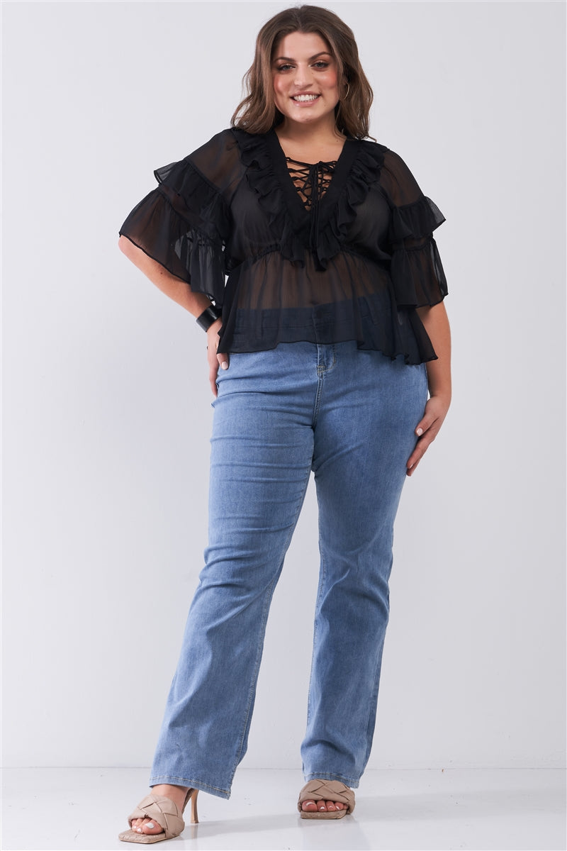 Blouse à volants en maille
