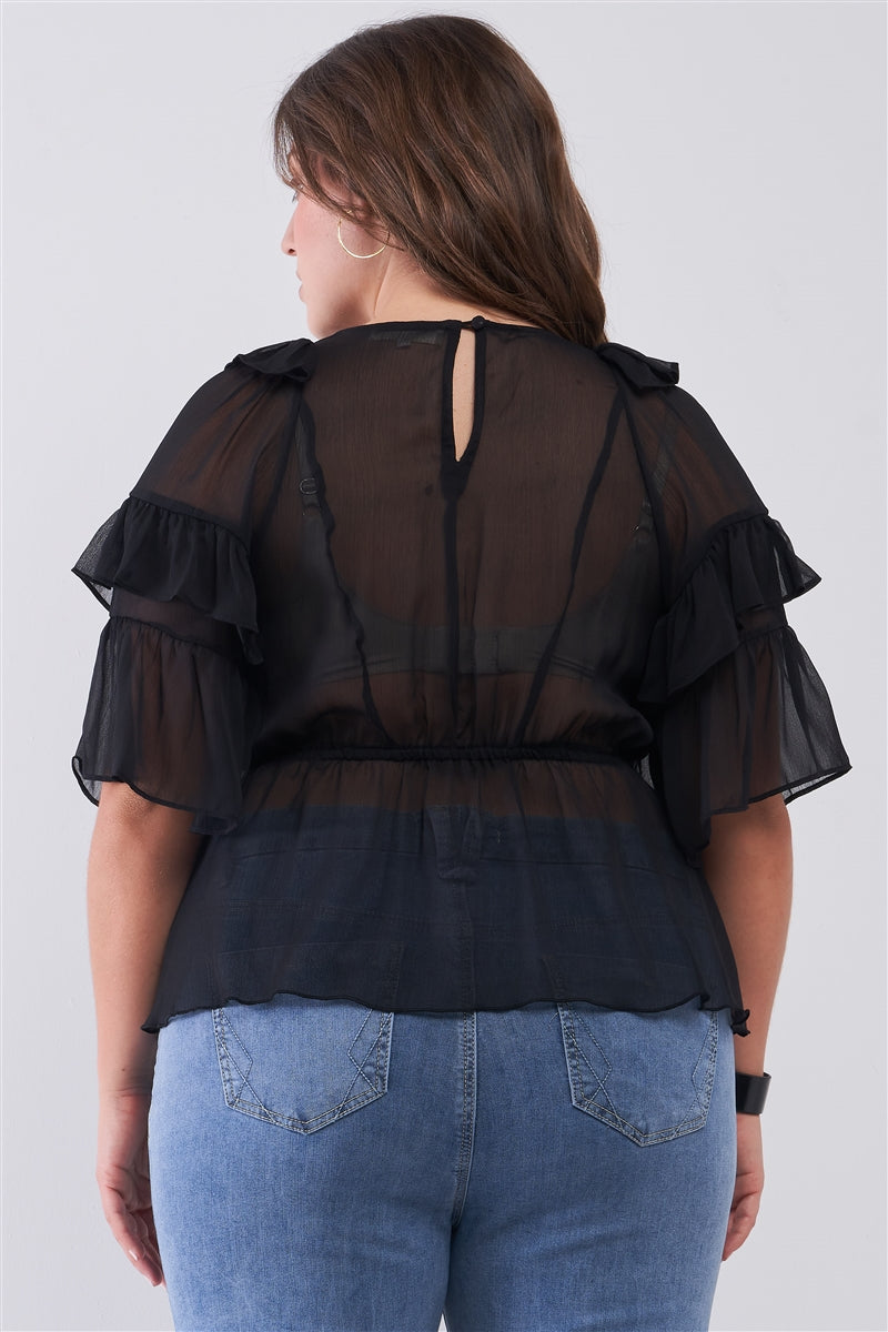 Blouse à volants en maille