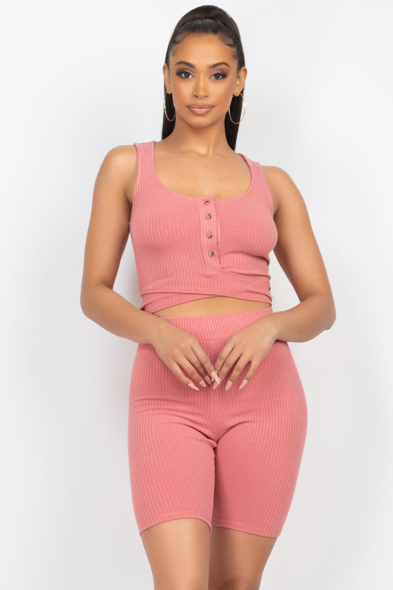 Ensemble short de motard tricoté