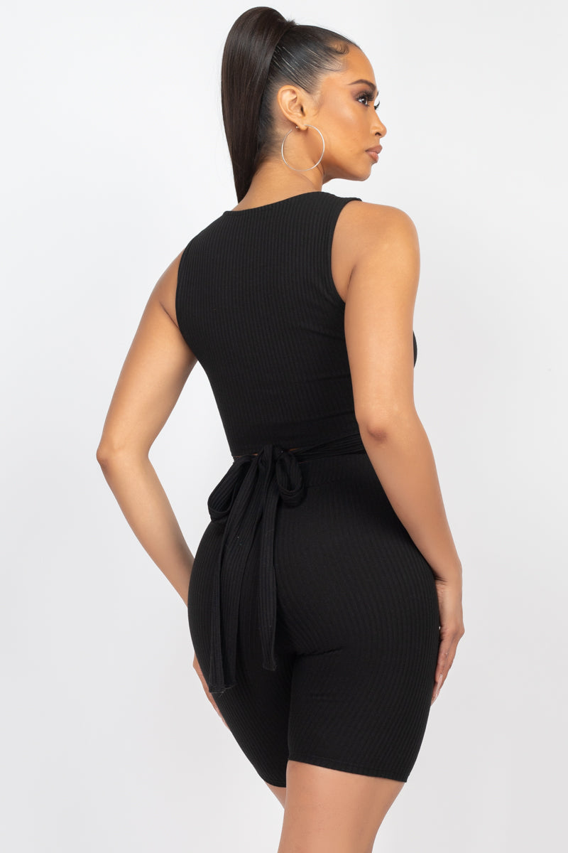 Ensemble short de motard tricoté