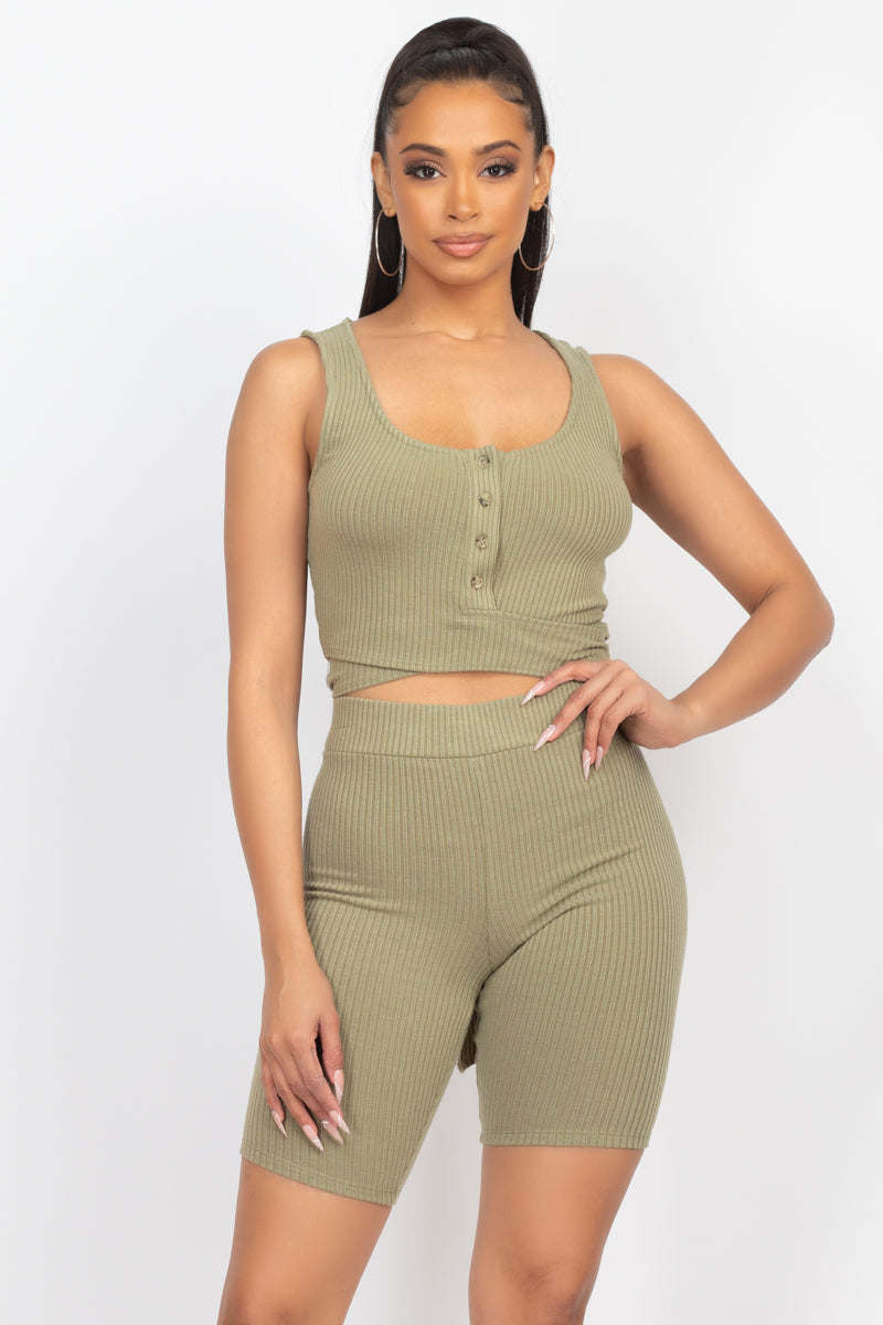 Ensemble short de motard tricoté