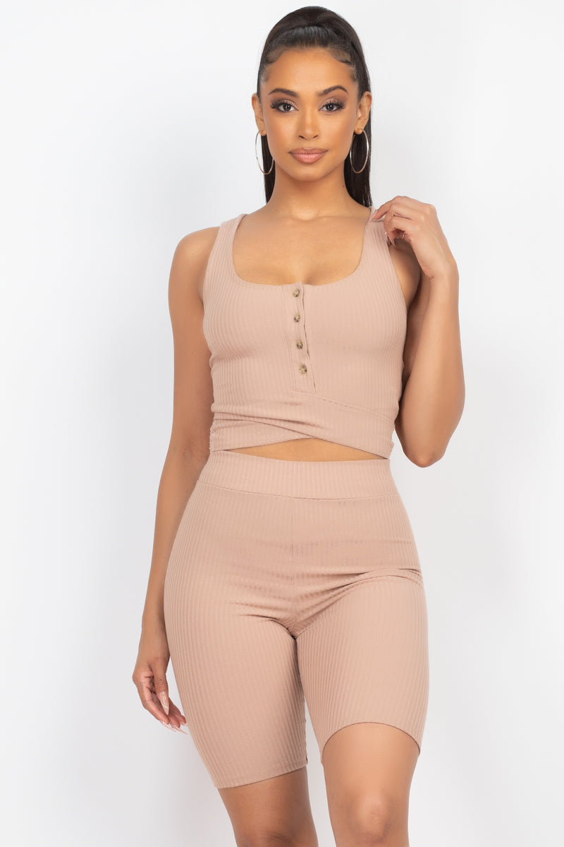 Ensemble short de motard tricoté