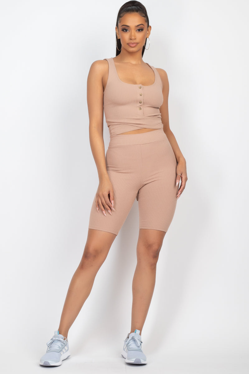 Ensemble short de motard tricoté