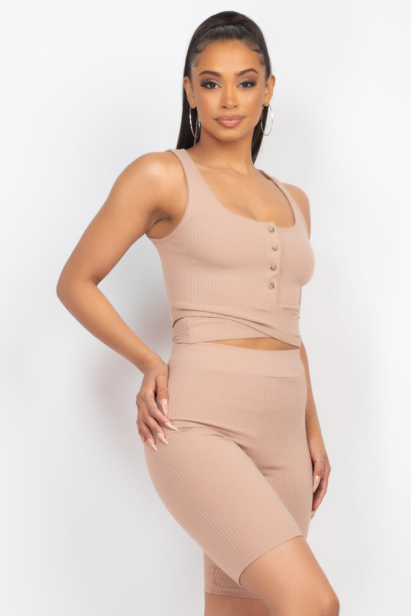 Ensemble short de motard tricoté